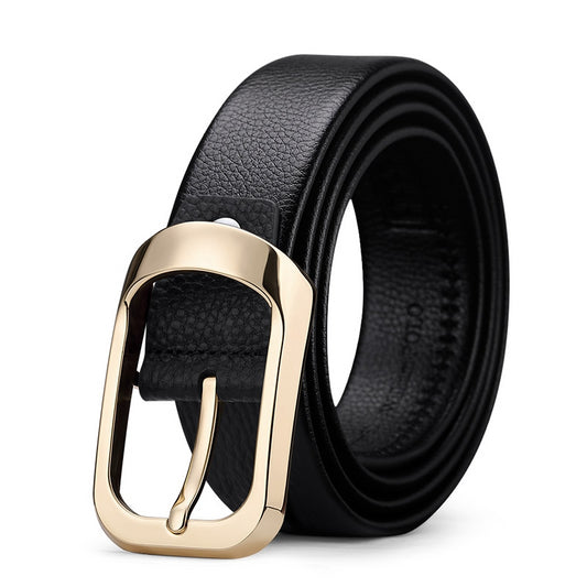  Genuine Leather Pin Buckle Luxury Design  Men's Belt