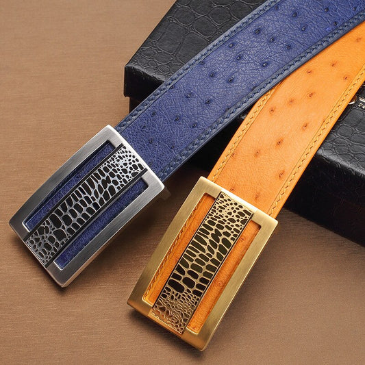 Luxury Ostrich Genuine Leather Automatic Waist Belt