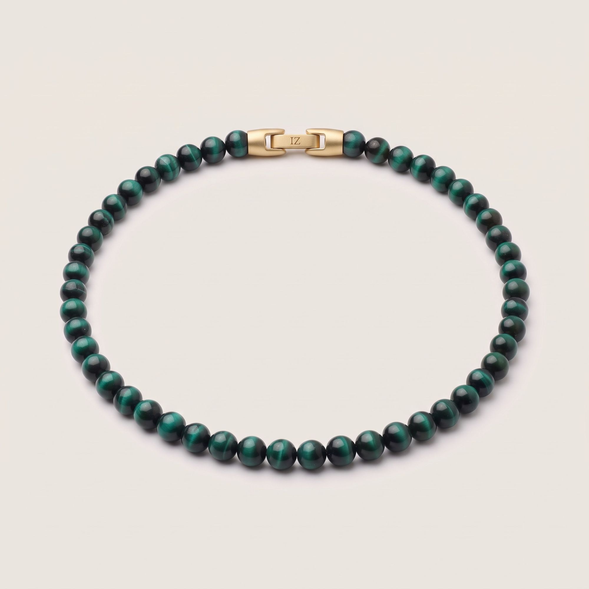 Fern — Green Tiger's Eye 6mm men's bead necklace