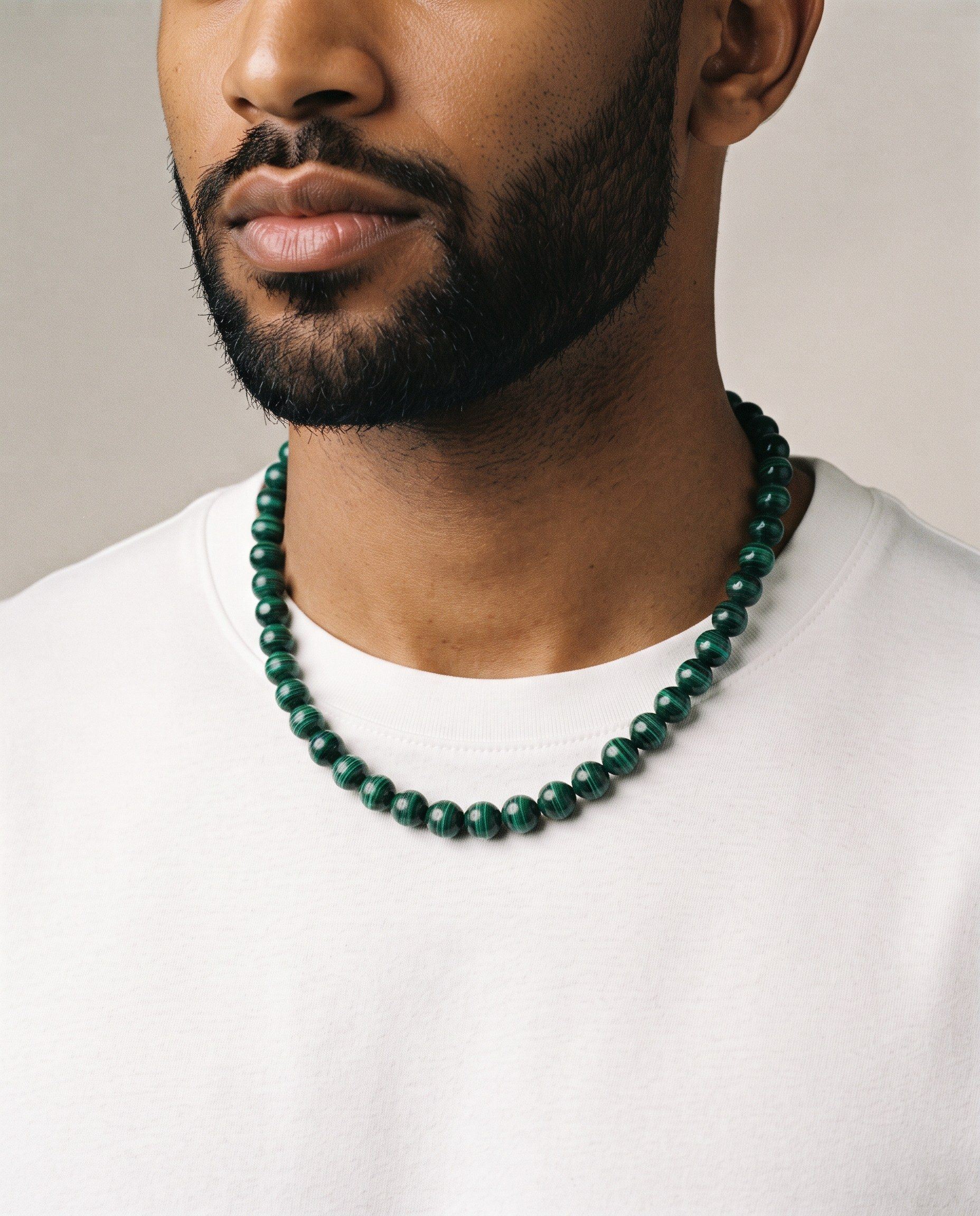 Verde Malachite necklace, worn