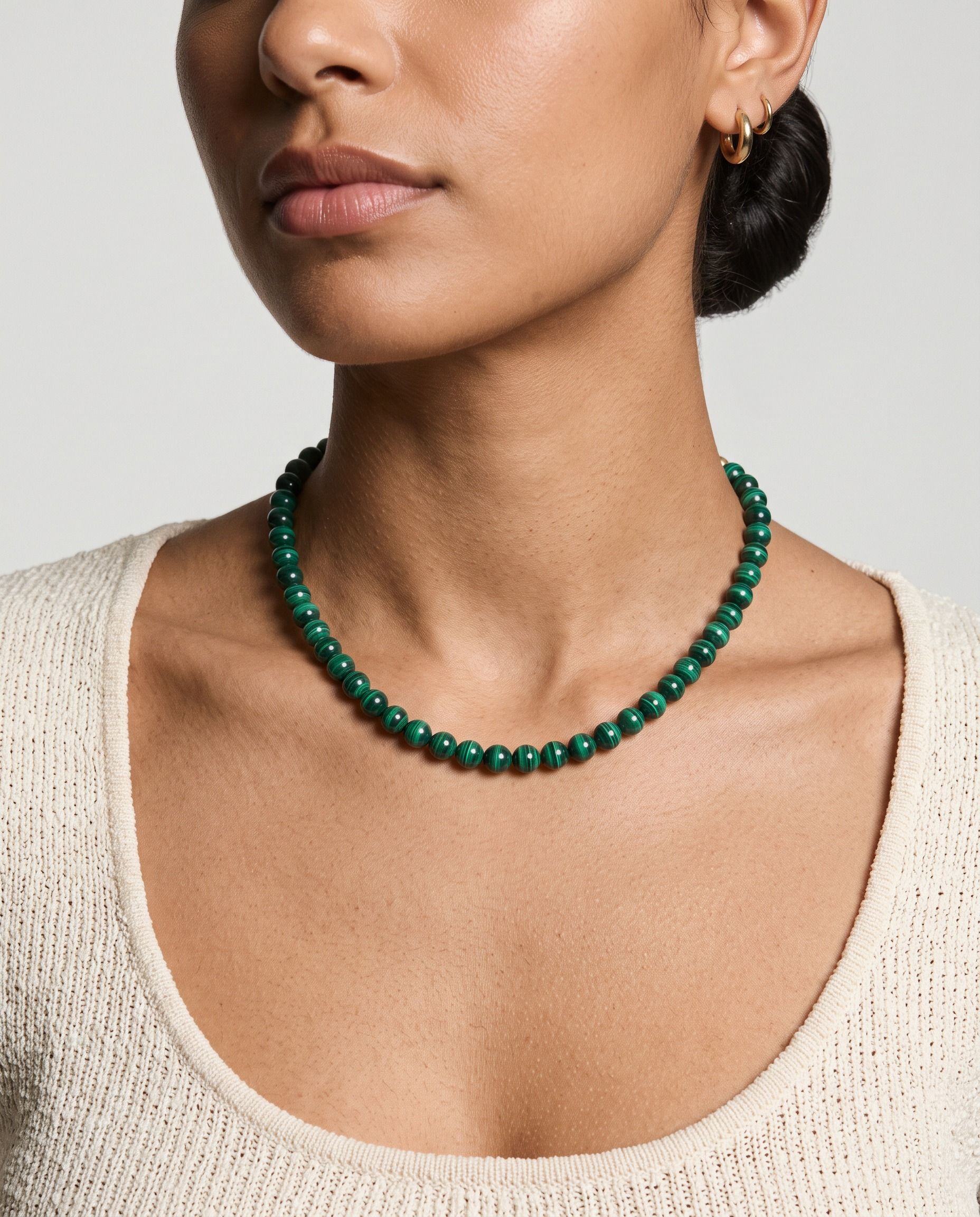 Verde Malachite necklace, worn