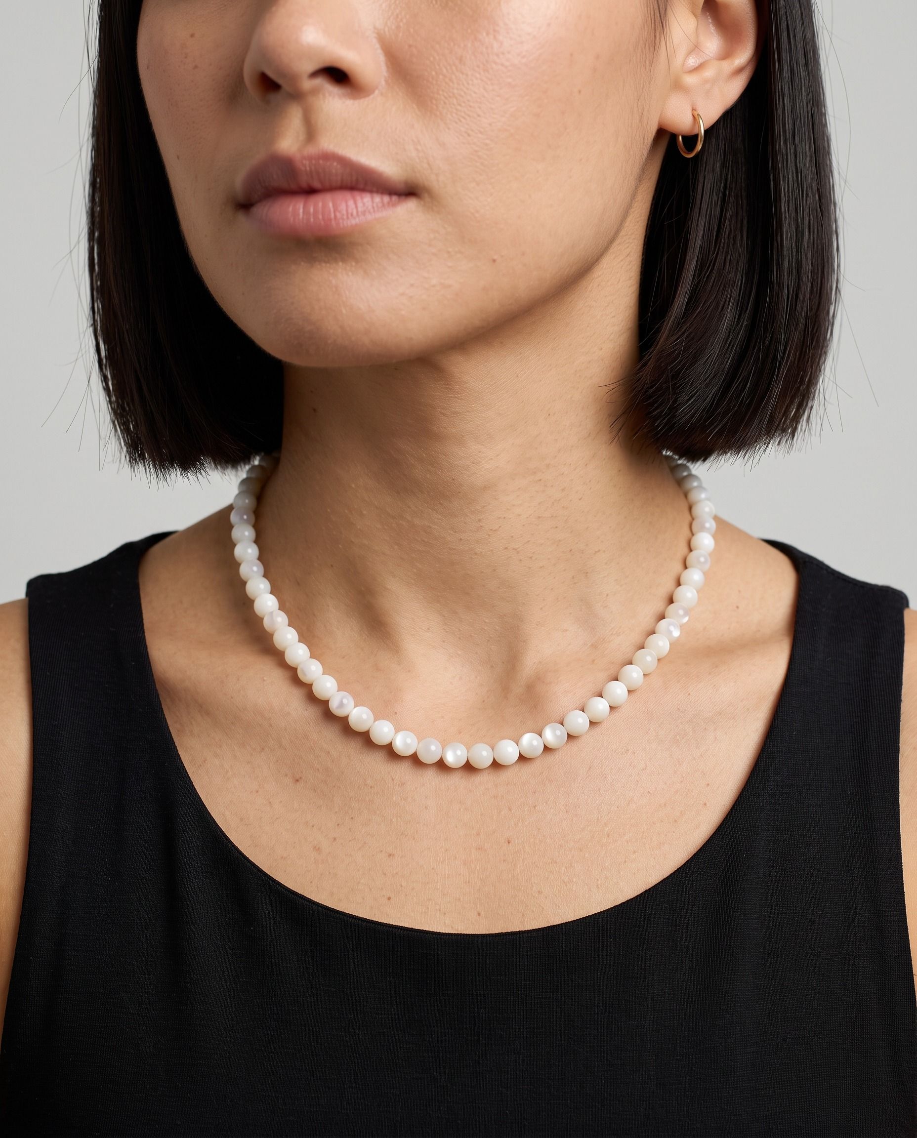 Lumen Mother of Pearl necklace, worn