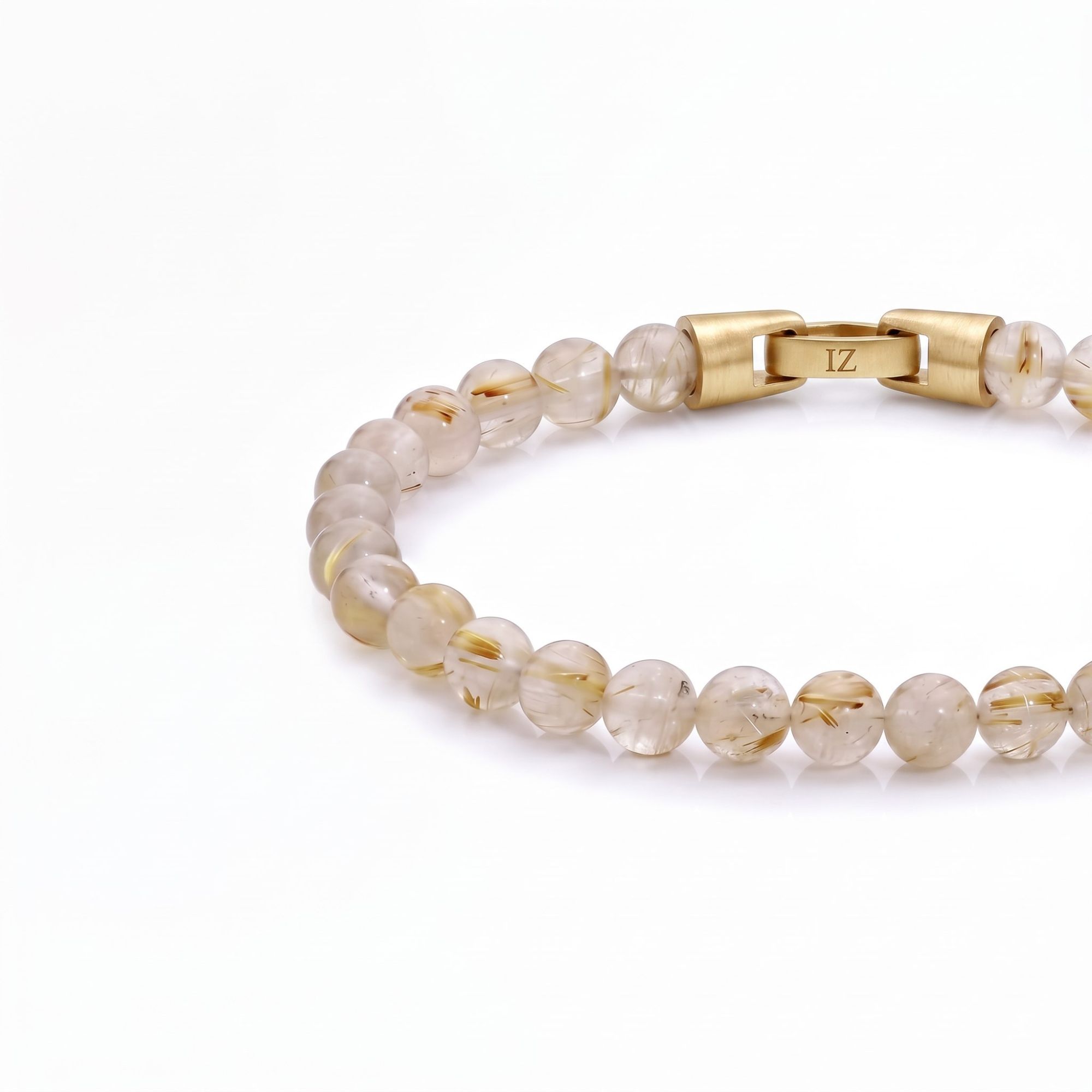 Gilt — Rutile Quartz 6mm men's bead bracelet