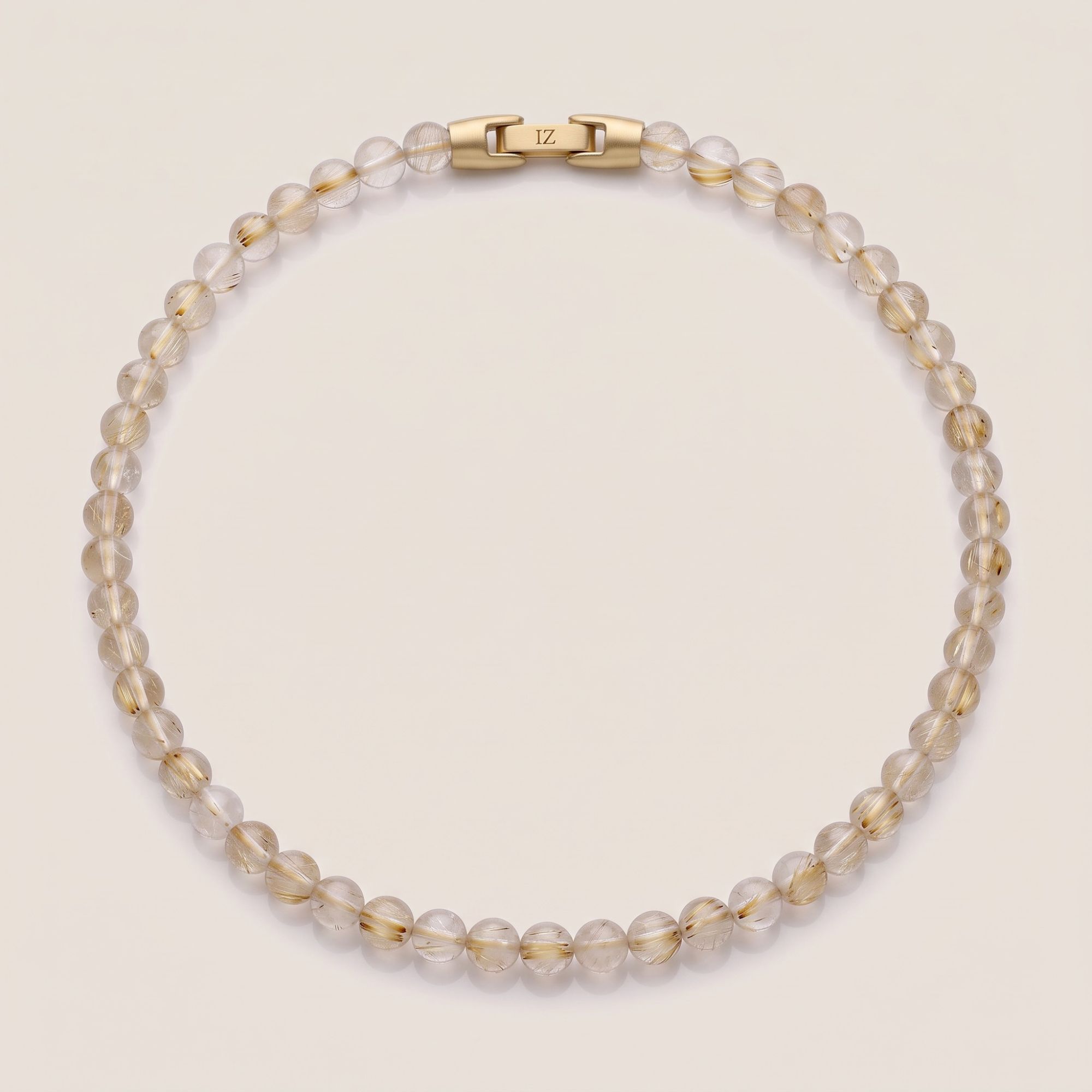 Gilt — Rutile Quartz 6mm men's bead necklace