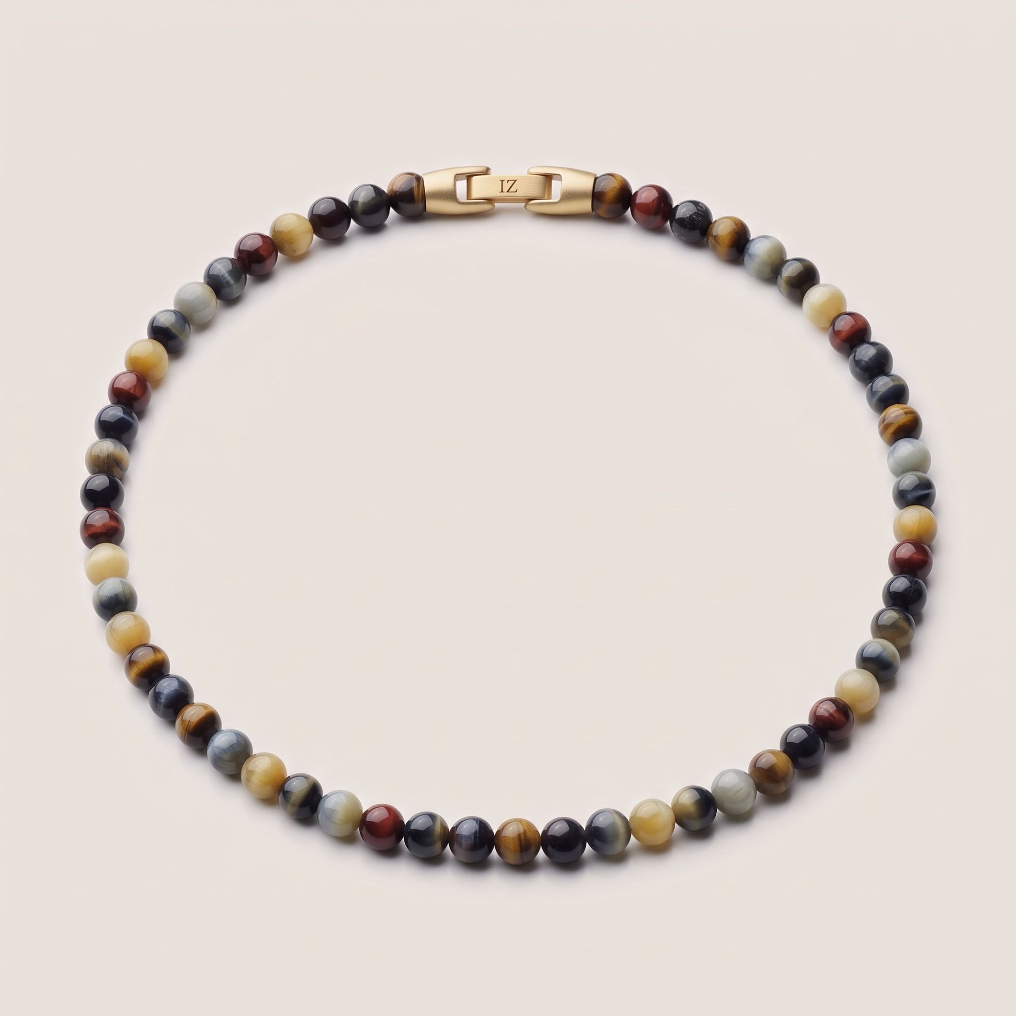 Mosaic — Multicolour Tiger's Eye 6mm bead necklace
