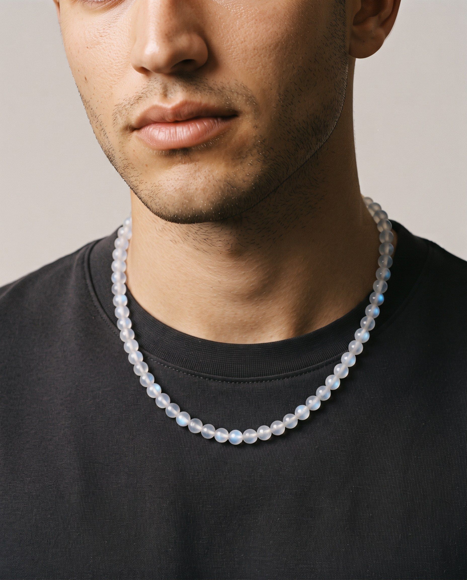 Luna Moonstone necklace, worn
