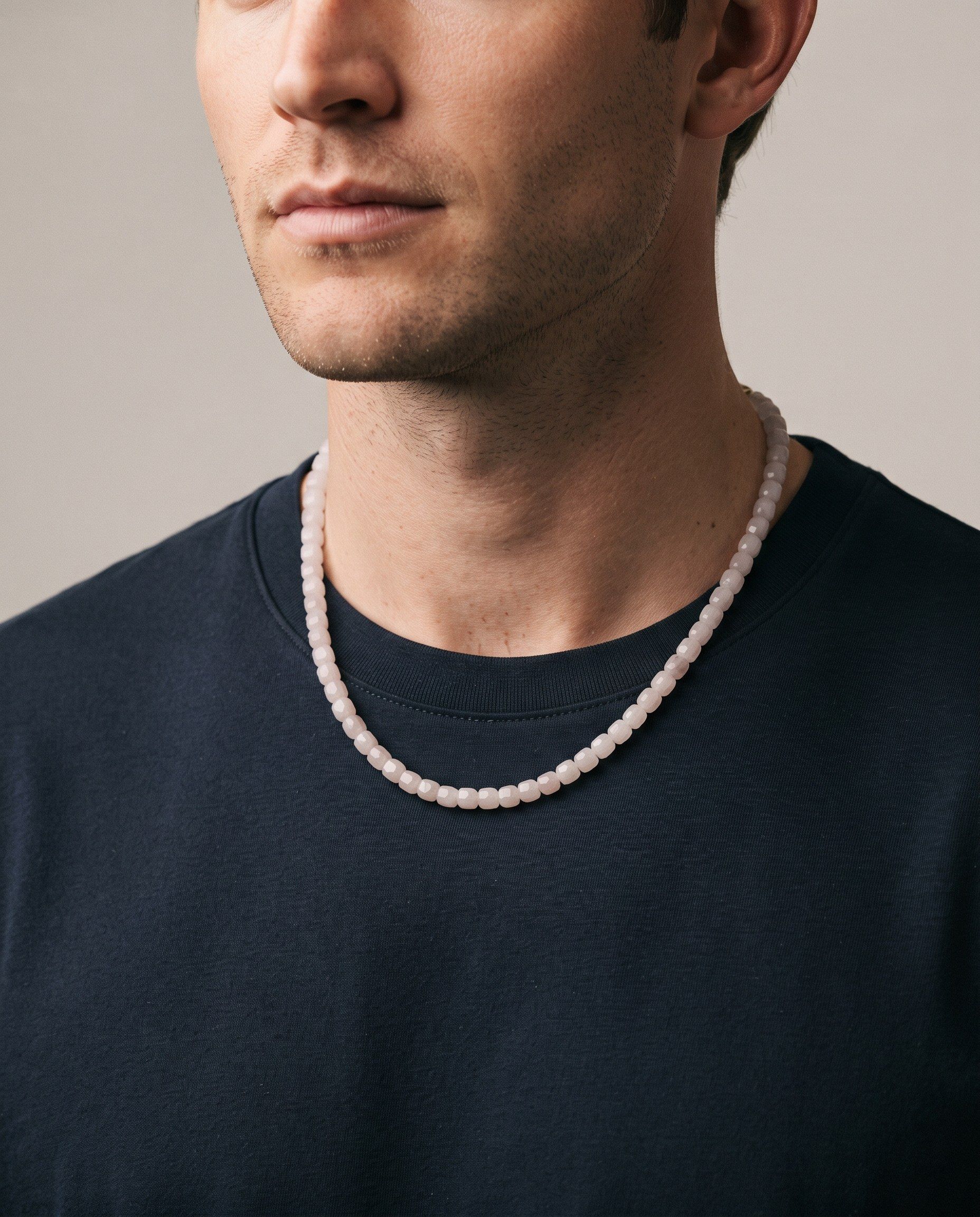 Halo Moonstone necklace, worn