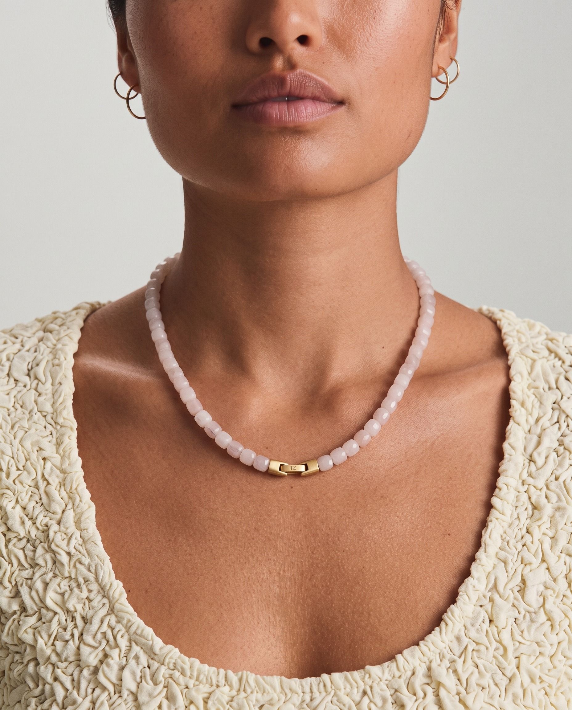 Halo Moonstone necklace, worn