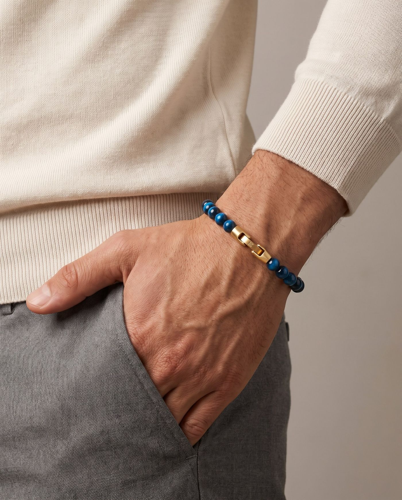 Tide Blue Tiger's Eye bracelet, worn