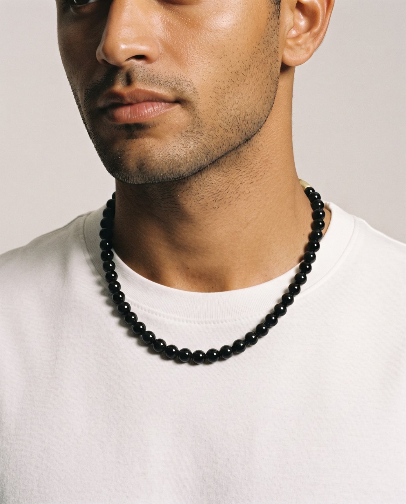 Noir Black Onyx necklace, worn