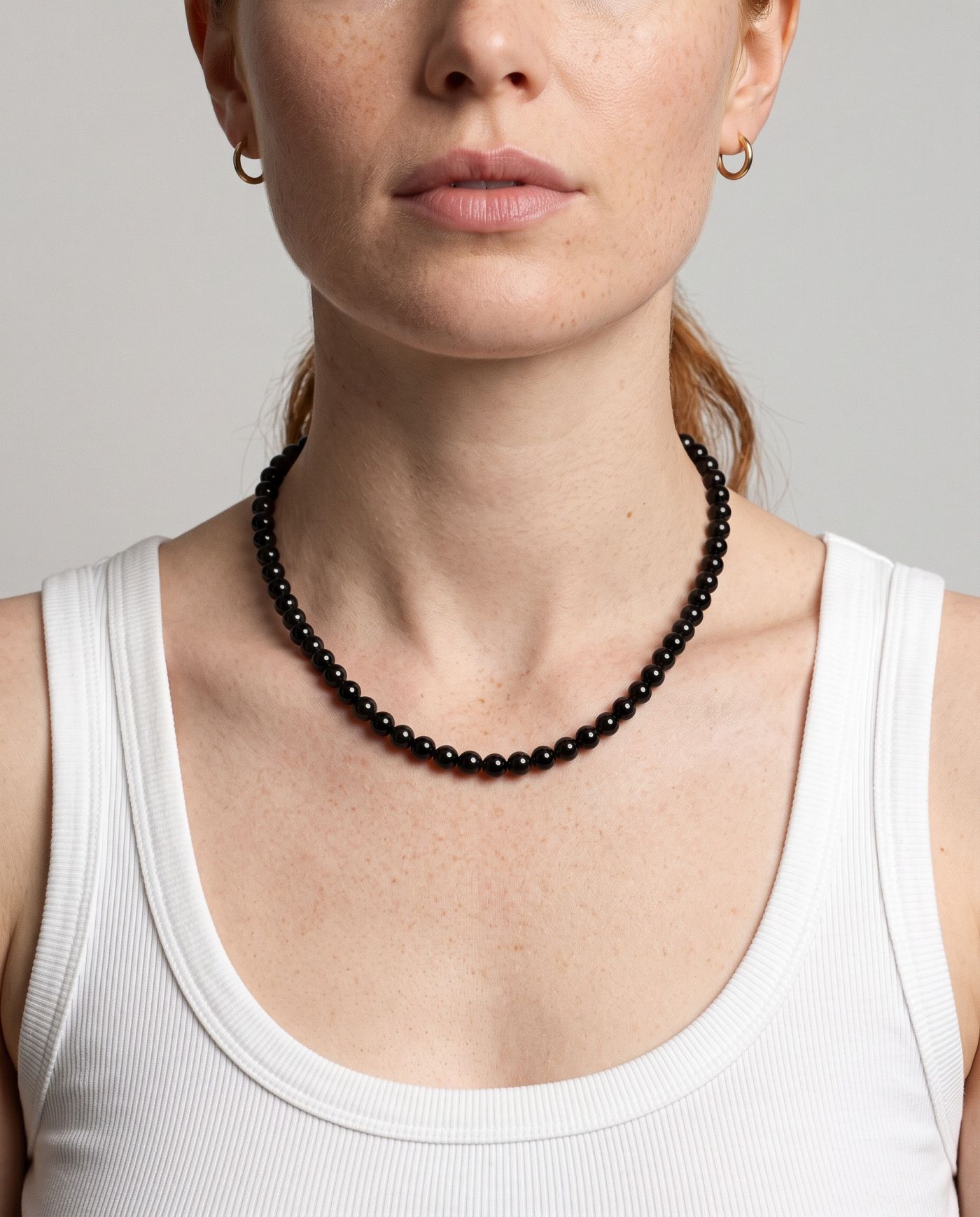 Noir Black Onyx necklace, worn