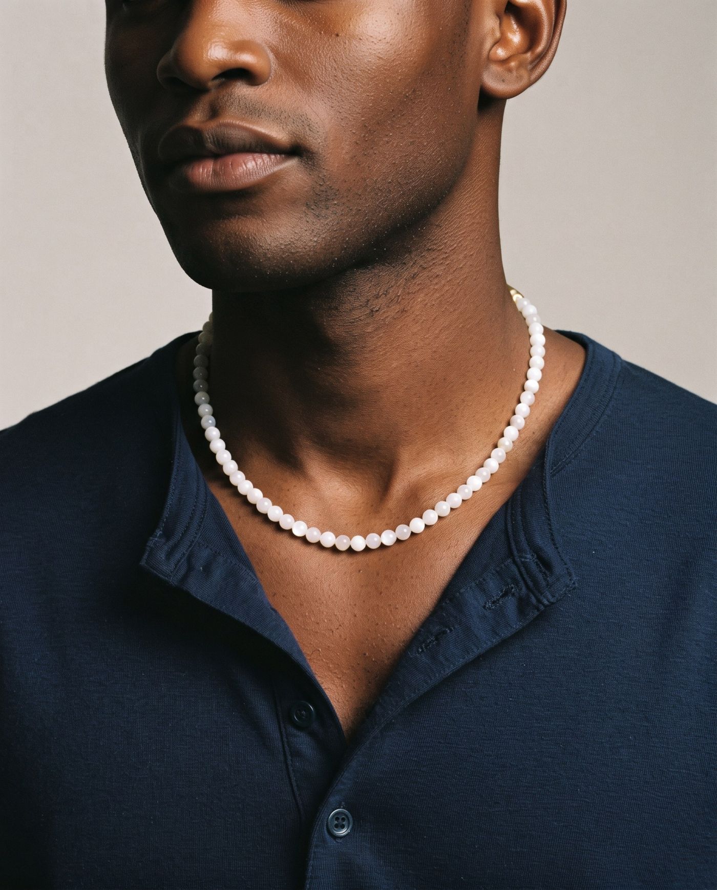 Lumen Mother of Pearl necklace, worn