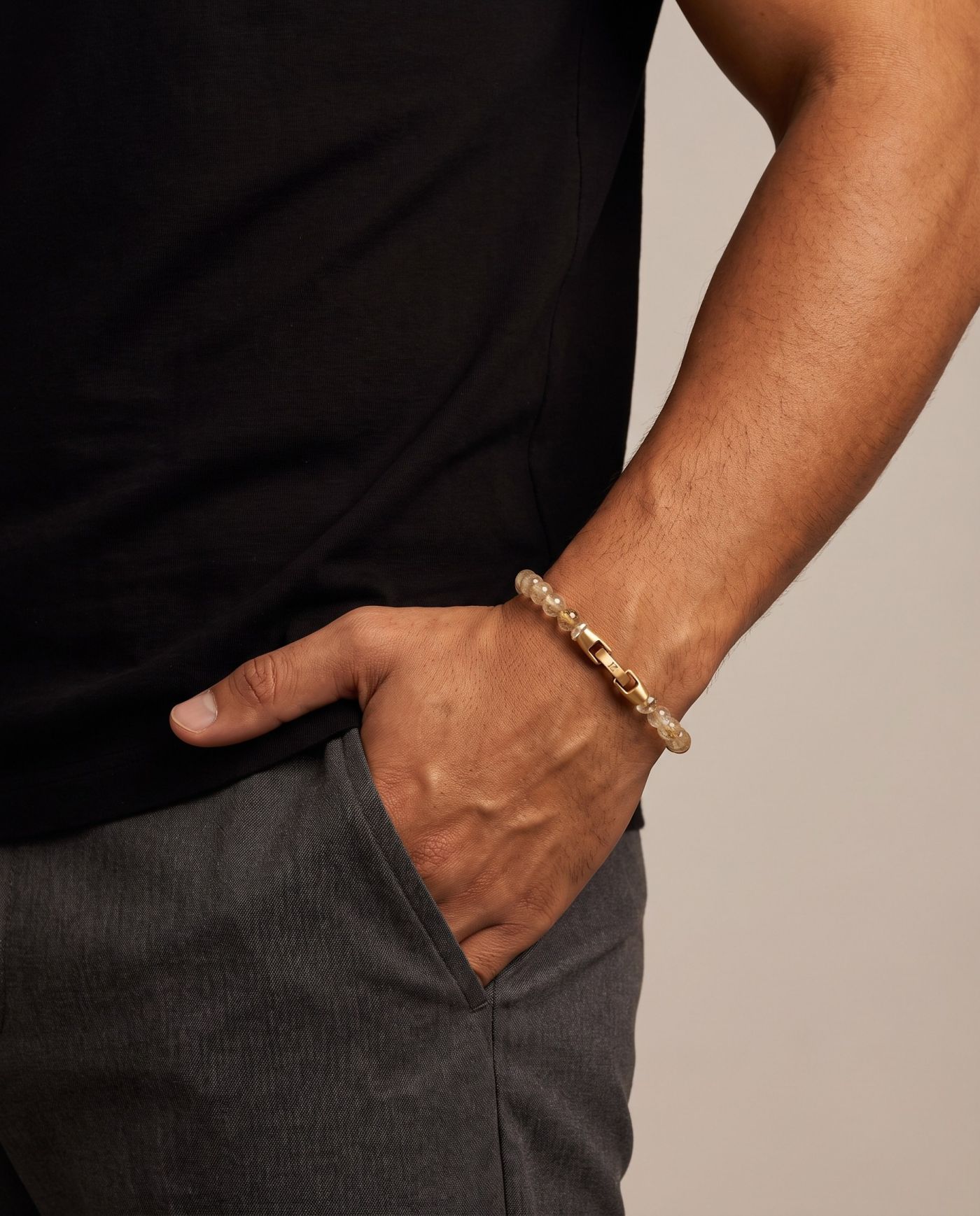 Gilt Rutile Quartz bracelet, worn