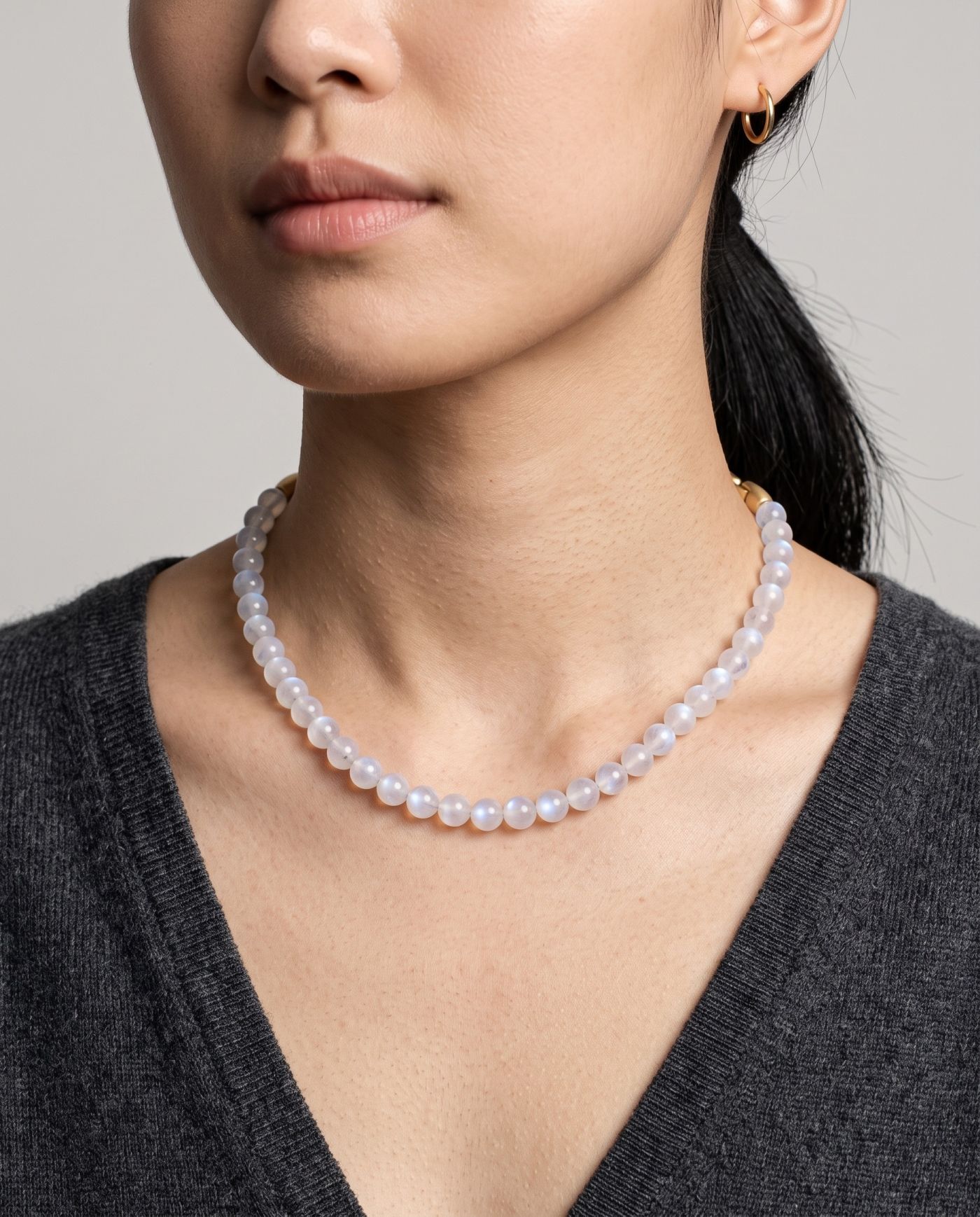 Luna Moonstone necklace, worn