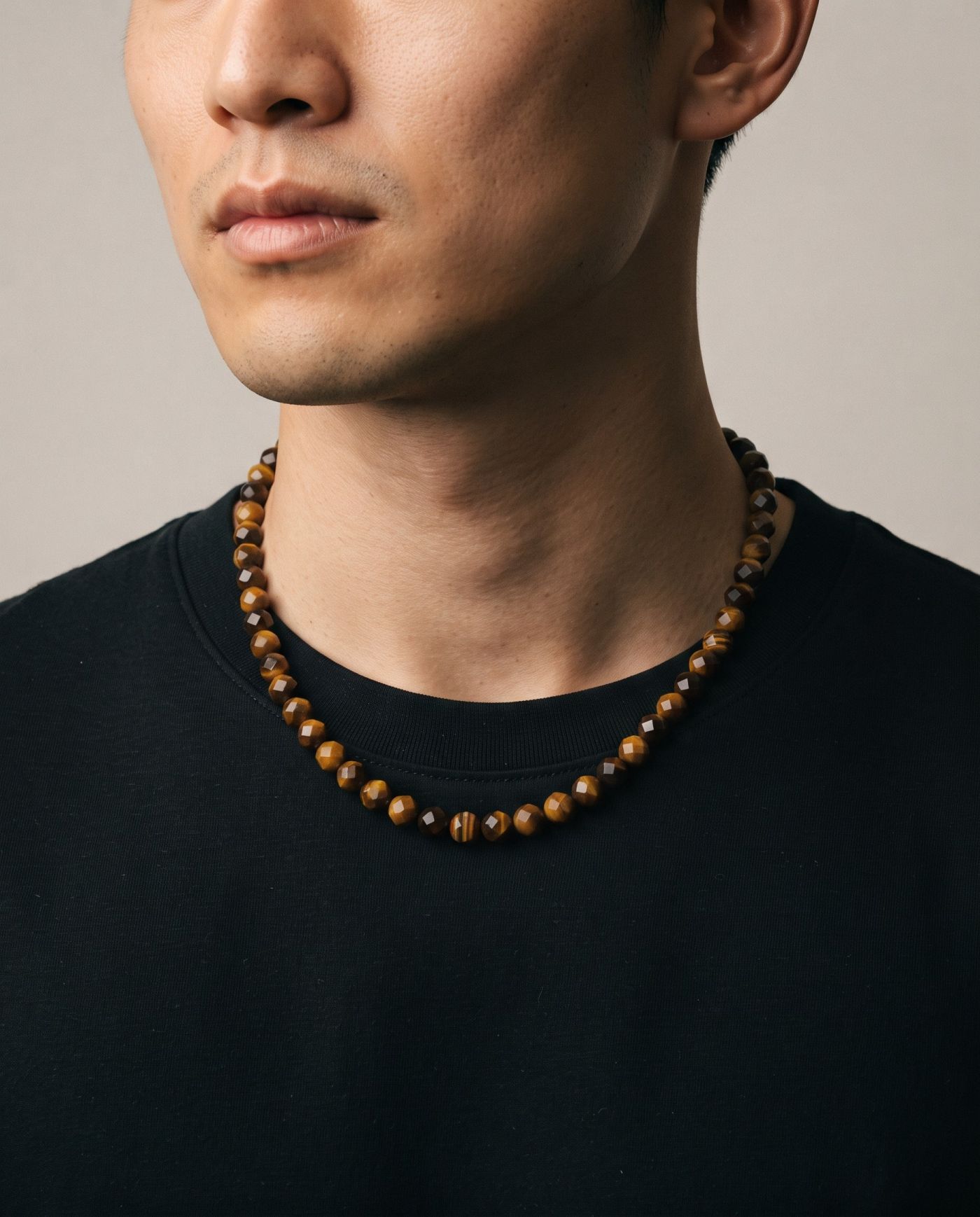 Honey Tiger's Eye necklace, worn